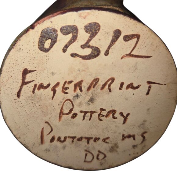 Fingerprint Pottery Pontotoc, MS Tan & Green Drip Glazed Art Pottery Coffee Mug - Picture 7 of 7